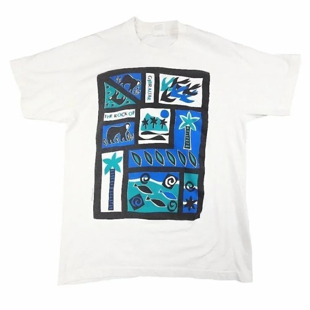 Vintage Christian T Shirt Mens Size Medium White 90s Rock Of Gibraltar